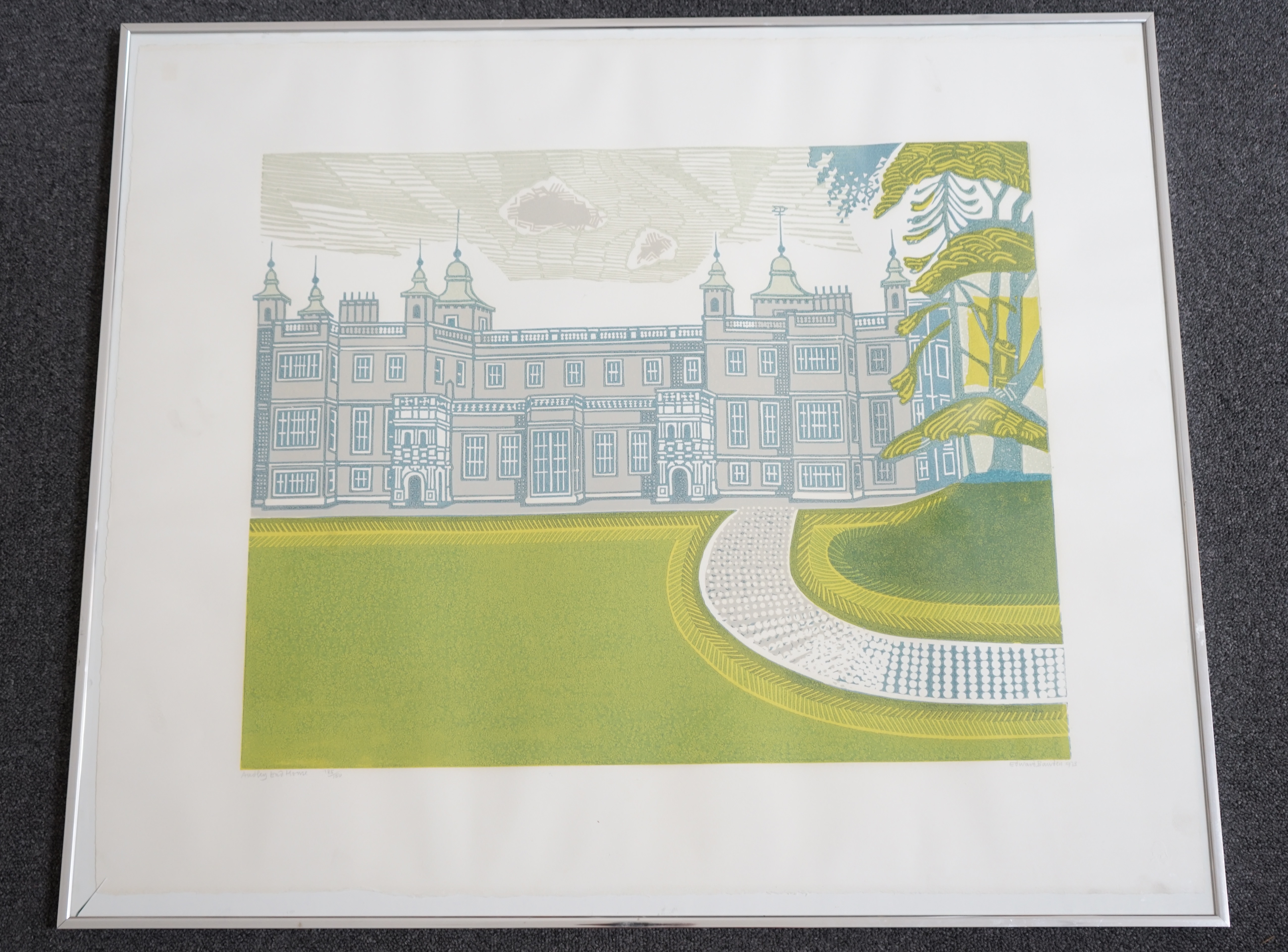 Edward Bawden RA (British, 1903-1989), 'Audley End House' (MG 095), linocut in colours, sheet overall 70 x 84cm